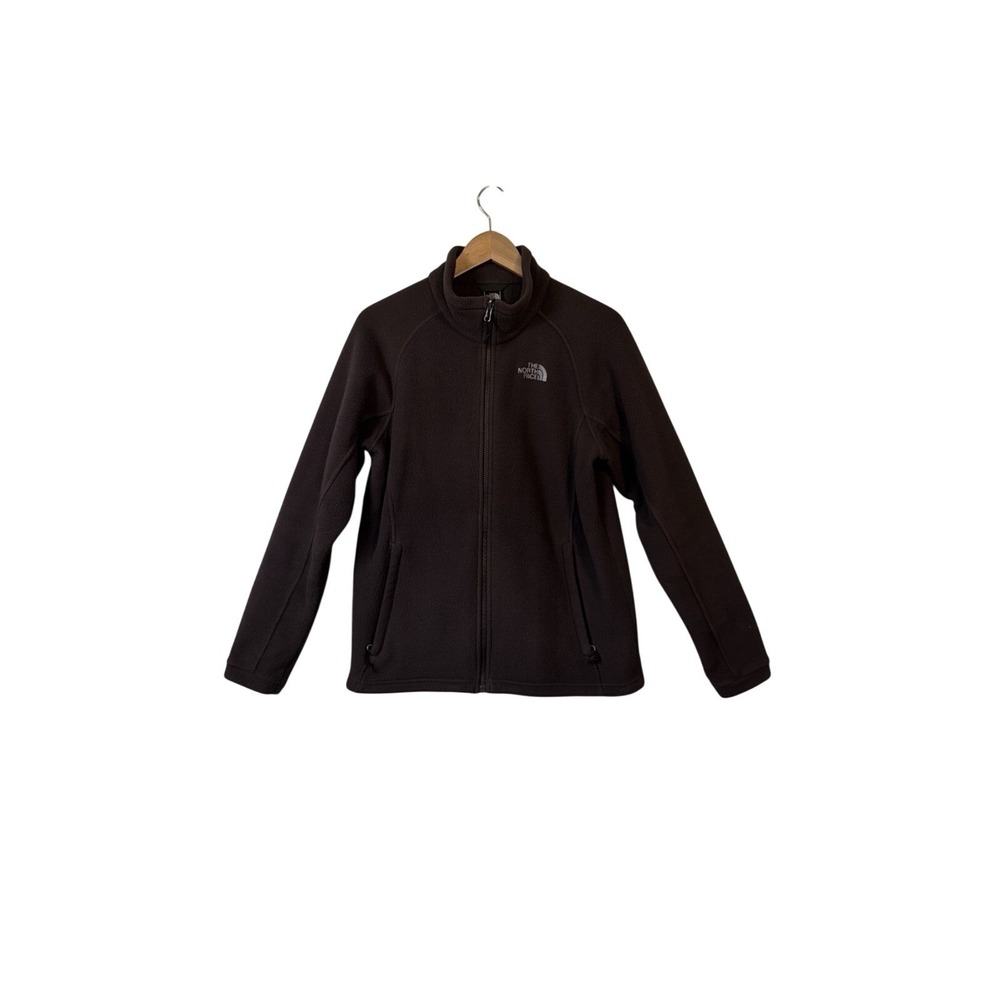 The North Face Fleece Jacket Women Large Brown Full Zip Mock Neck Raglan L/G